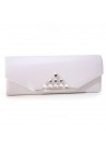 Pochette Mariage Satin Triangle Strass Argent Gris