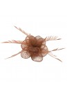Pince Broche Mariage Double Fleur Perles Plumes Rose