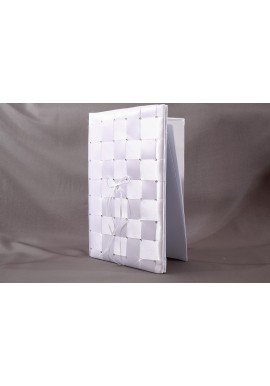 Livre d'Or Mariage Blanc Ruban Croisé Strass