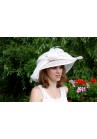 Chapeau Capeline Mariage Ceremonie Plume Sinamay Blanc