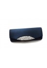 Pochette Mariage Satin Oeil Strass Bleu Marine