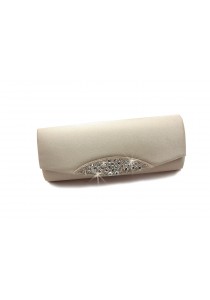 Pochette Mariage Satin Oeil Strass Beige