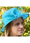 Chapeau Mariage Fleur Ruban Forge Sisal Plume Bleu Turquoise