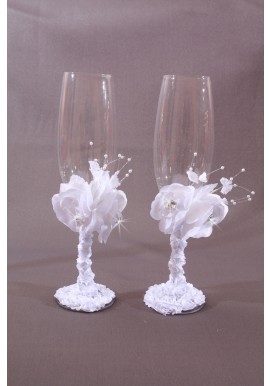 Flute Coupe Champagne Mariage Fleur Perles Strass