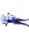 Pince Mariage Tulle Strass Perles Scintillant Bleu Marine