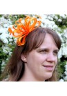 Serre Tête Mariage Bibi Tulle Ruban Plume Orange