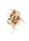 Pince Broche Mariage Fleur Plumes Etoile Voilette  Beige