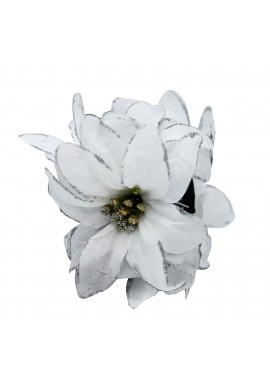 Pince Cheveux Crabe Mariage Double Fleur Scintillant Argenté Blanc