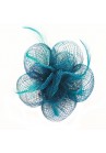 Pince Broche Mariage Petales Fleur Plumes Bleu