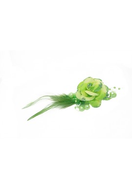 Pince Mariage Fleur Tissu Perlés Scintillants vert