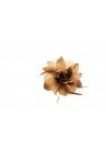 Broche Elastique Mariage Fleur Plumes Scintillants Marron