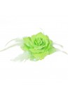 Broche Elastique Mariage Fleur Tissu Scintillante Paillette Vert Pomme