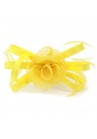 Pince Broche Mariage Fleur Sisal Plumes Ruban Satiné Jaune