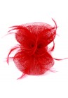 Pince Broche Mariage Double Fleur Plumes Rouge
