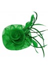 Pince Broche Fleur Tulle Plumes Mariage Vert