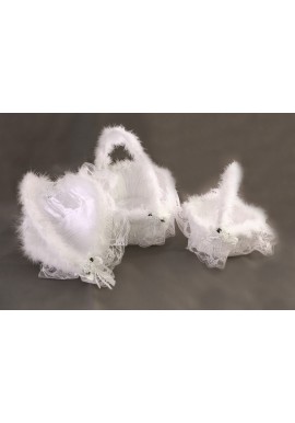 Lot 3 Corbeilles Coeur Pétales Riz Mariage Plumes