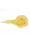 Pince Broche Mariage Fleur Tissu Scintillant Strass Jaune