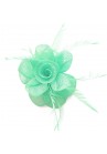 Pince Broche Mariage Fleur Pensé Plumes Vert Pal