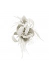 Pince Broche Mariage Fleur Plumes Etoile Voilette Blanc