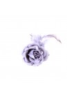 Pince Mariage Fleur Tissu Petit Rose Plumes Gris