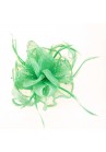 Pince Broche Mariage Ondulée Sisal Perlées Plumes Vert Pal