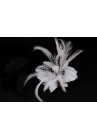 Pince Broche Ceremonie Soirée Mariage Fleur Plumes Strass Blanc