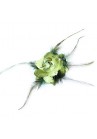 Broche Chouchou Mariage Fleur Tissu Strass Vert