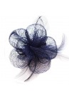 Pince Broche Mariage Petales Fleur Plumes Bleu Marine