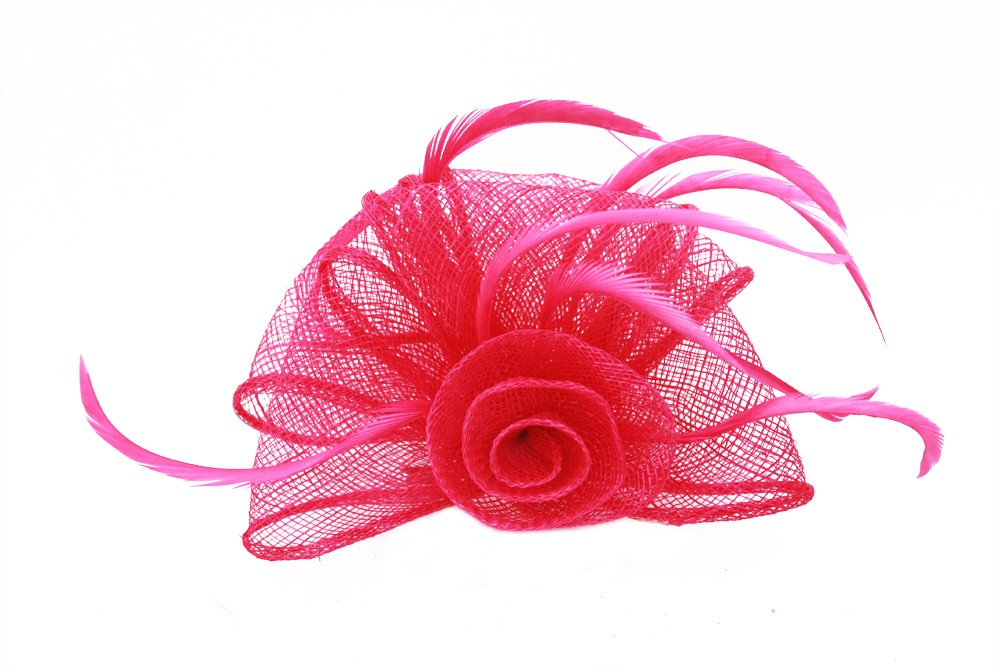 Rouge, Rose, Ivoire, ... NEUF Pince Broche Fleur Plumes Sinamay Mariage 