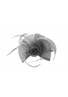 Pince Broche Fleur Plumes Sinamay Mariage Gris