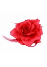 Broche Pince Elastique Mariage Fleur Tissu Scintillants Rouge