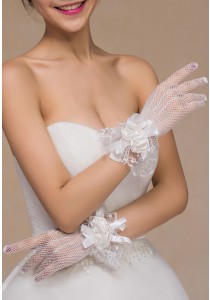 Gants_ Résilles_ Fleurs_ Perles_ Blanc_ Ou _Rouge