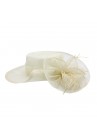 Chapeau Fleur Disk Plume Mariage Ivoire