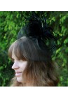 Mini Chapeau Peigne Mariage Bibi Tulle Plume Noir