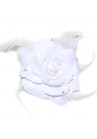 Broche Chouchou Mariage Fleur Tissu Strass Blanc