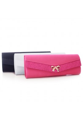 Pochette Mariage Satin Noeud Paquet Cadeau (Fushia, Blanc, Noir)