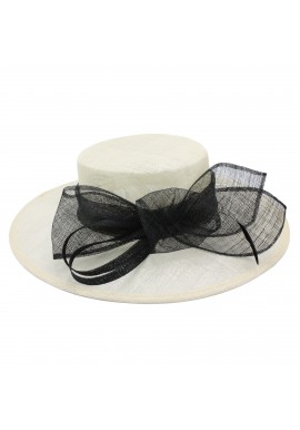 Chapeau Noeud Plume Mariage Bi-color  Ivoire / Noir