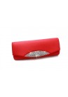 Pochette Mariage Satin Oeil Strass Rouge