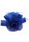 Pince Broche Grande Fleur Plumes Sinamay Mariage Bleu Roy