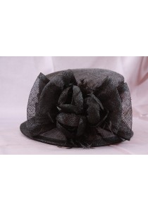 Chapeau Mariage Noeud Fleur Plume Noir