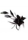 Pince Broche Ceremonie Soirée Mariage Fleur Plumes Strass Noir