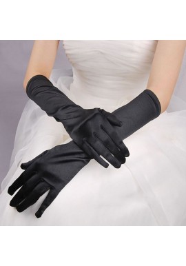 Gants Longs en Satin Noir