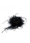 Broche Chouchou Mariage Fleur Scintillant Plumes Noir