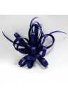 Pince Broche Mariage Fleur Satiné Plumes  Bleu marine