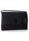 Sac Pochette Mariage Noeud Fleur Bouton Sinamay Noir