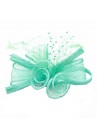 Pince Broche Mariage Voilette Sisal Perlées Plumes Vert Pal