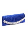 Pochette Mariage Satin Lisere Strass Bleu Roy