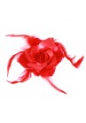 Broche Elastique Mariage Fleur Tissu Scintillante Paillette Rouge