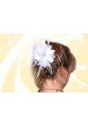 Pince Cheveux Crabe Mariage avec Plumes Blanc