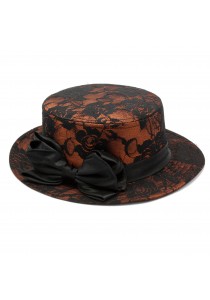 Chapeau Mariage Orange Dentelle Noeud Noir 